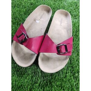 SERRA Sandals Womens Size 8 Pink Slide Buckle Comfort Footbed Summer Casual
